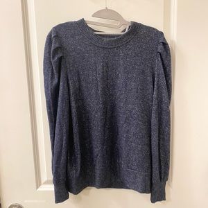 Long Sleeve Puff Shoulder Top in Navy